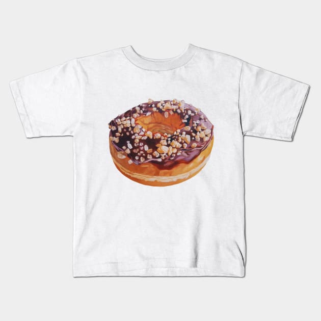 Salted Caramel Donut painting Kids T-Shirt by EmilyBickell